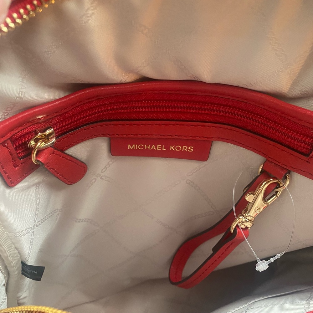 NWOT Michael Kors Rhea Studded backpack Bright Red - Picture 5 of 15